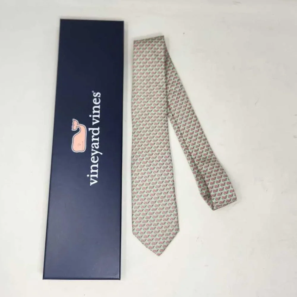 New boys Vineyard Vines classic Watermelon whale printed silk tie